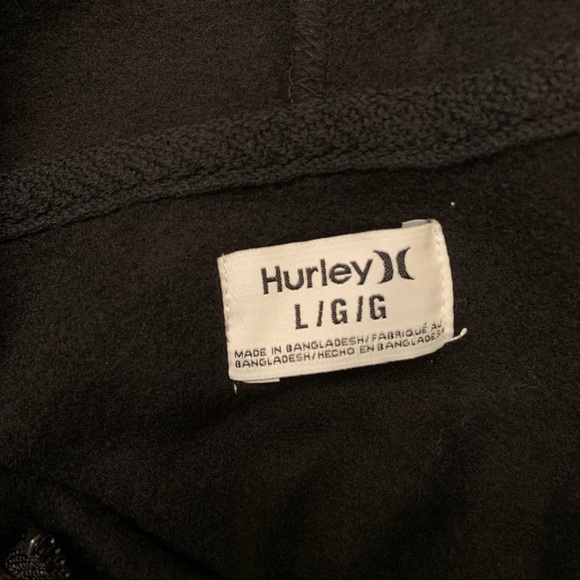 Hurley Logo Fleece Full Zip Drawstring Hoodie with Kangaroo Pouch - Picture 11 of 16